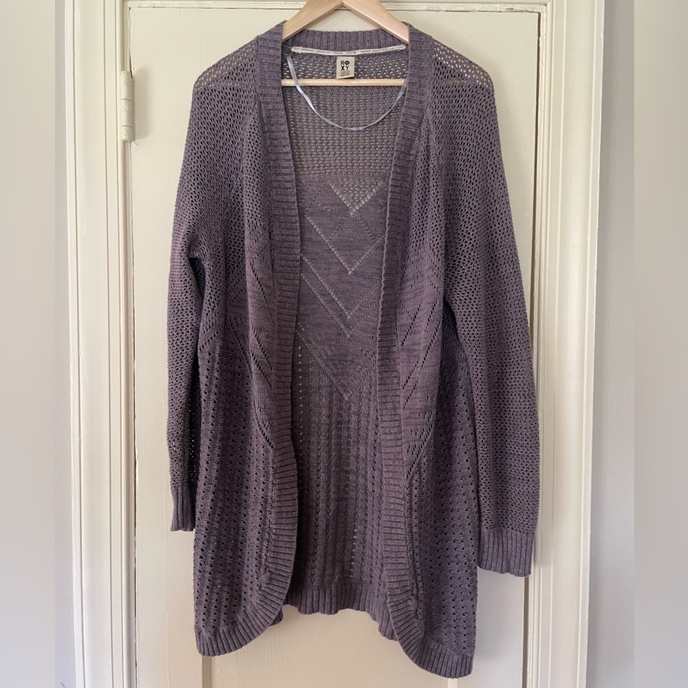 Roxy Lavender Open-Front Cardigan